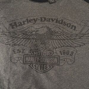 EUC Harley-Davidson Charcoal Raglan Baseball Tee 3xl heavyweight
